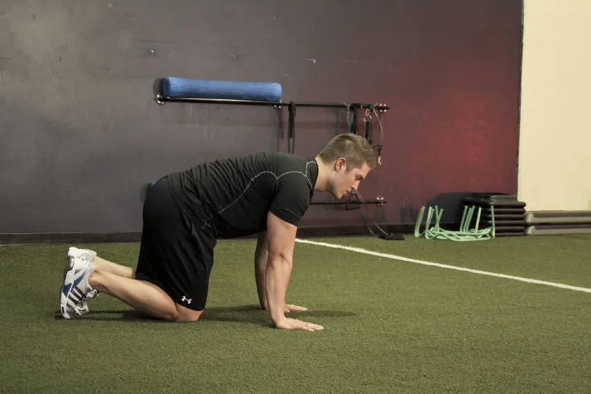 Prone hip circles: start and finish positions