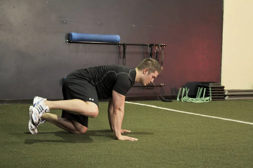 Prone hip circles: start and finish positions
