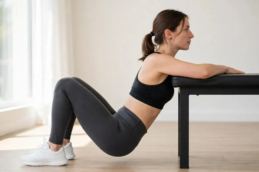 Bench hip thrust: start and finish positions
