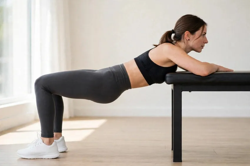 Bench hip thrust: start and finish positions