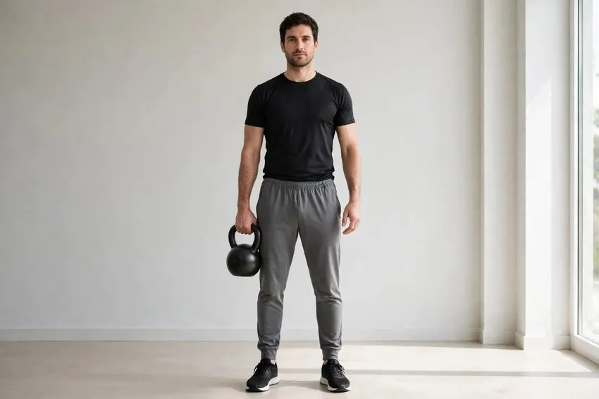 Kettlebell curl: start and finish positions