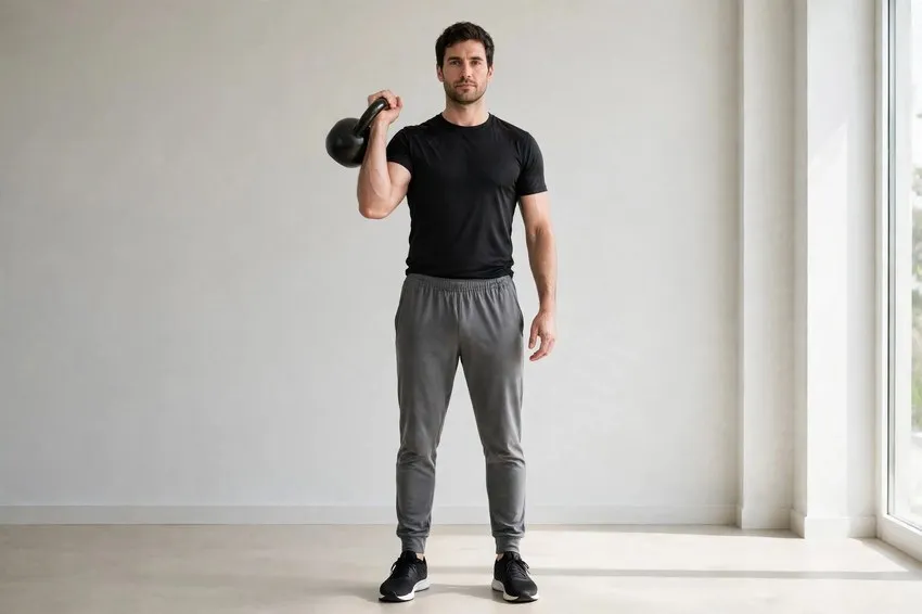 Kettlebell curl: start and finish positions