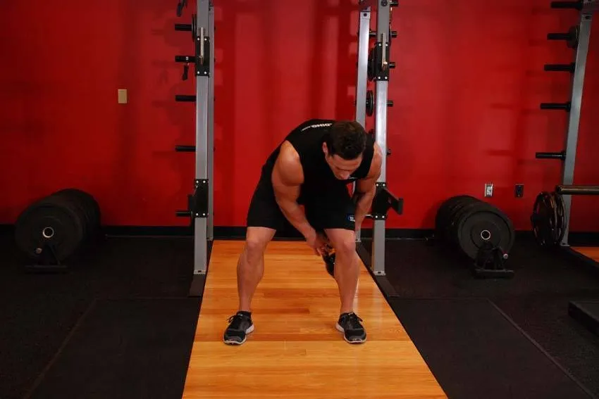 Kettlebell figure eight: start and finish positions