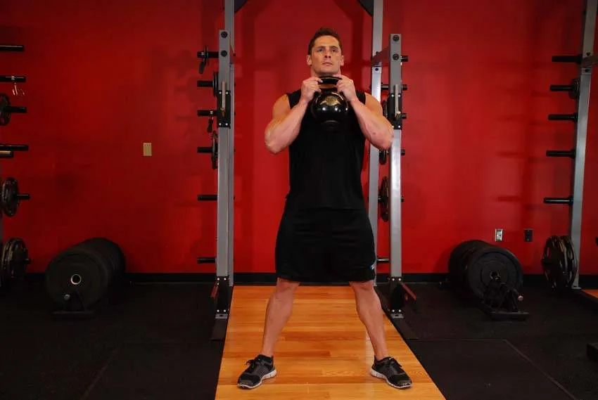 Goblet squat: start and finish positions