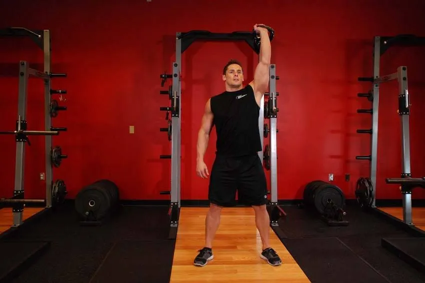 Kettlebell overhead squat: start and finish positions