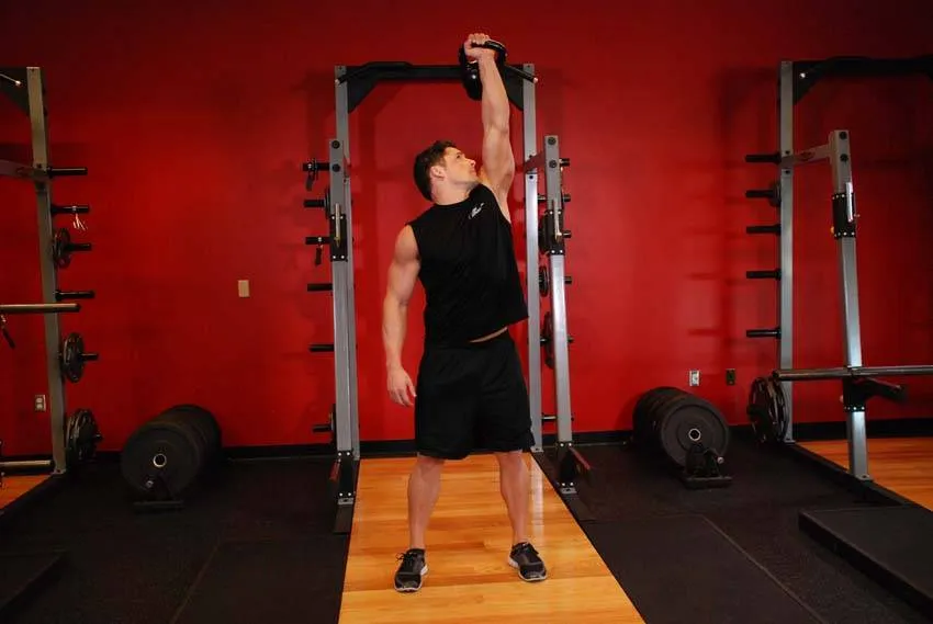 Kettlebell press: start and finish positions