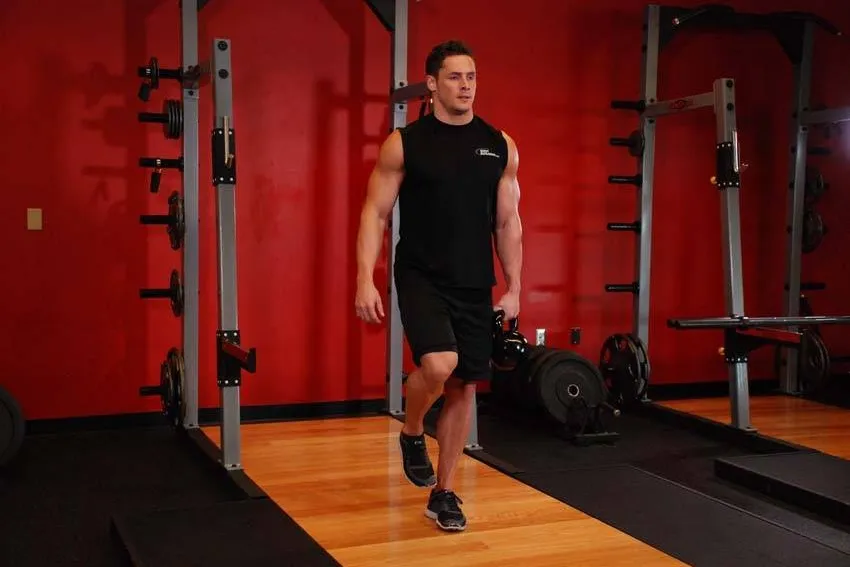 Kettlebell single-leg deadlift: start and finish positions