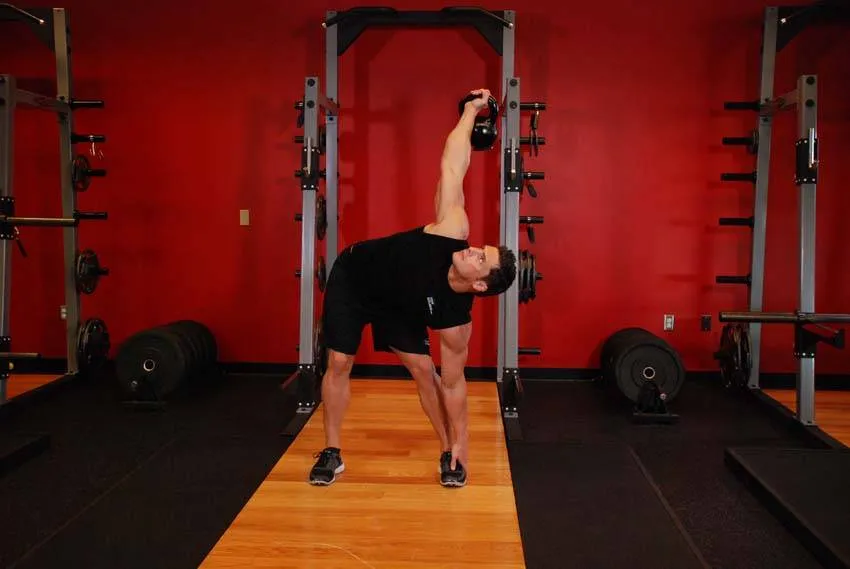 Kettlebell windmill: start and finish positions