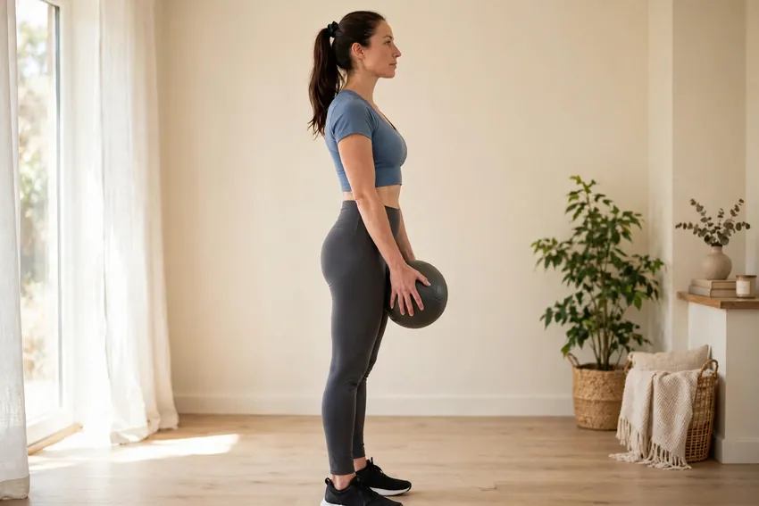 Medicine ball deadlift: start and finish positions