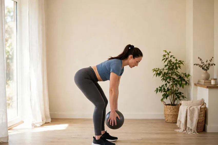 Medicine ball deadlift: start and finish positions
