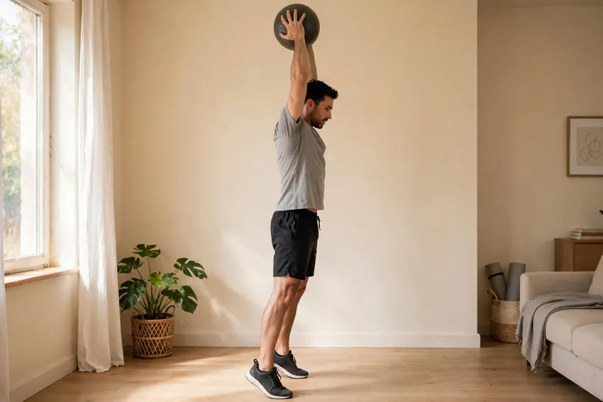 Medicine ball slam: start and finish positions