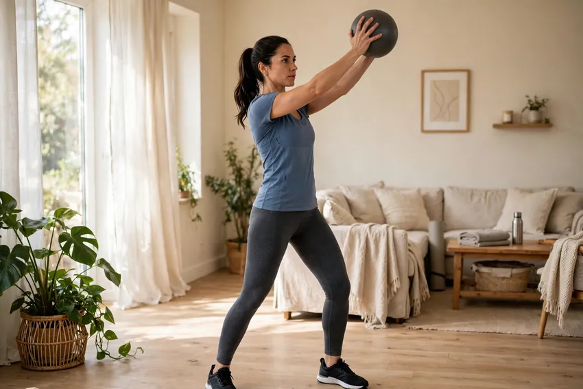 Medicine ball woodchopper: start and finish positions