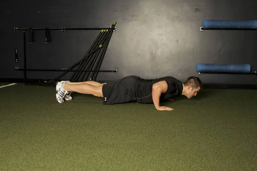 Plyo push-up: start and finish positions
