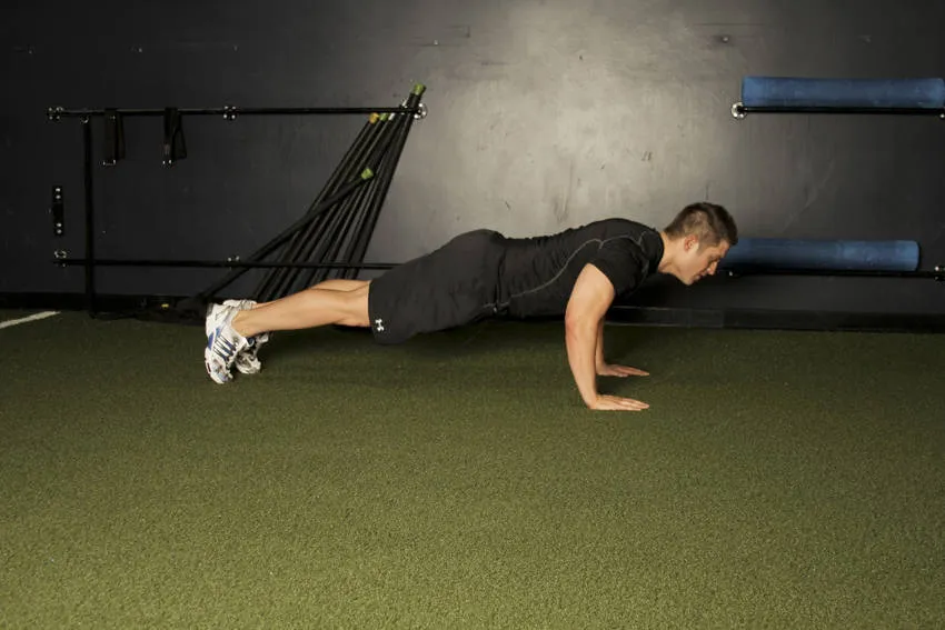 Plyo push-up: start and finish positions