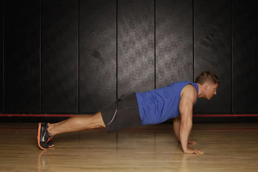 Push-up to side plank: start and finish positions