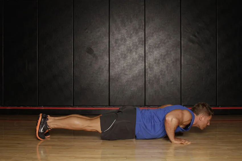Push-up to side plank: start and finish positions