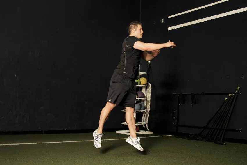 Scissors jump: start and finish positions