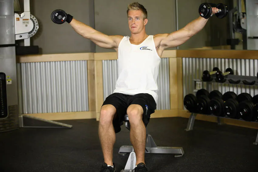 Seated lateral raise: start and finish positions