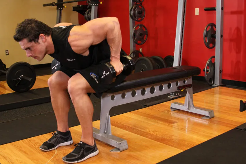 Seated triceps extension: start and finish positions