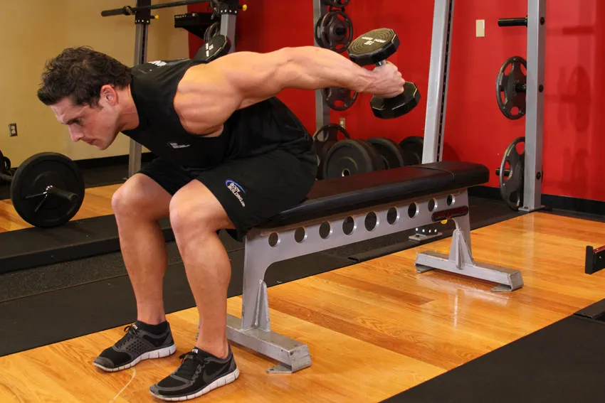Seated triceps extension: start and finish positions