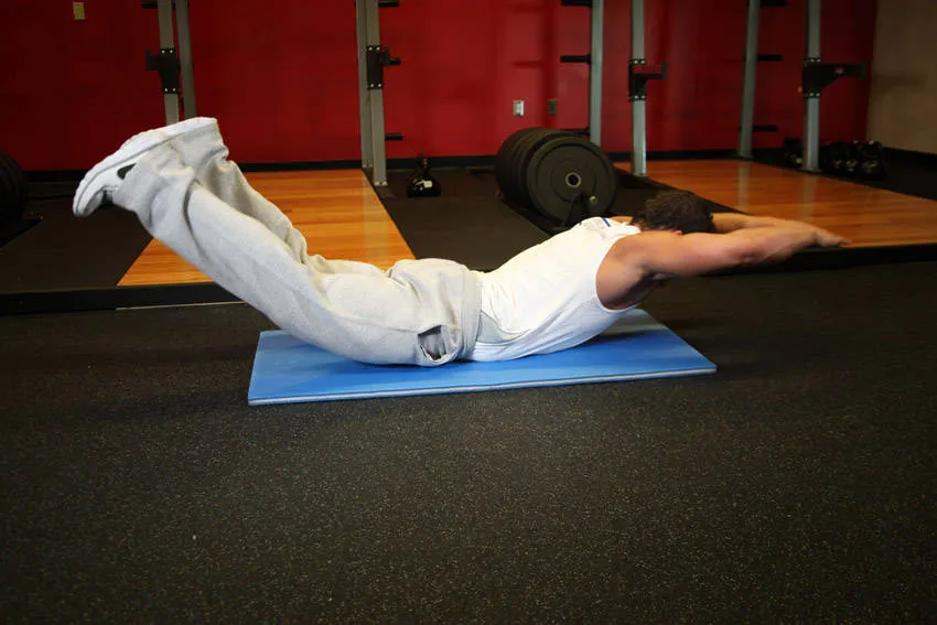 Superman hold: start and finish positions