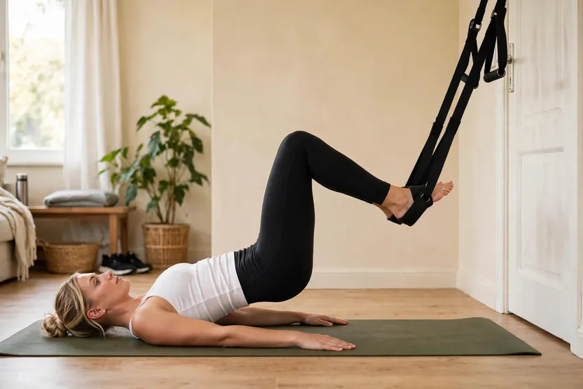 Suspension hamstring curl: start and finish positions