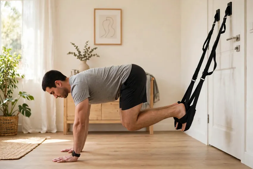 Suspension knee tuck: start and finish positions