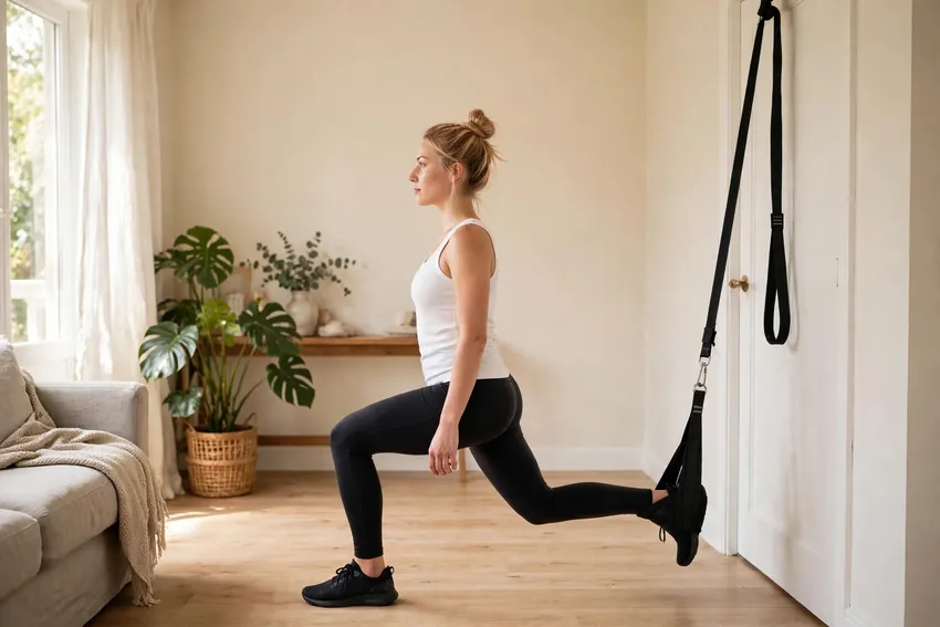 Suspension lunge: start and finish positions