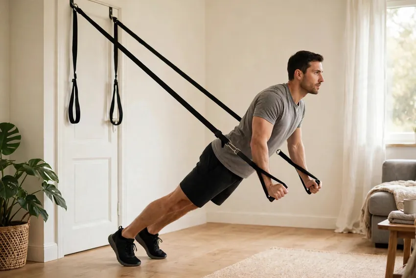 Suspension push-up: start and finish positions