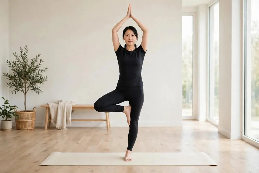 Tree pose: start and finish positions