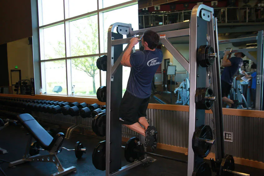 V-bar pull-up: start and finish positions