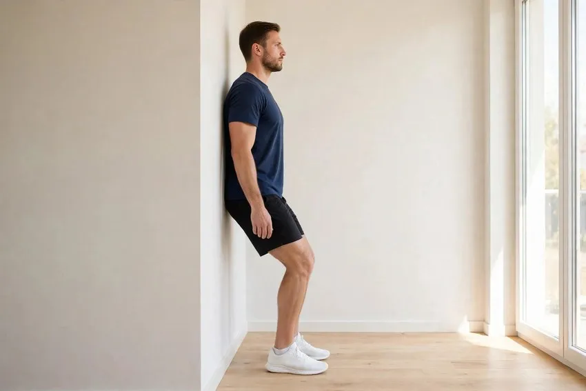 Wall sit: start and finish positions