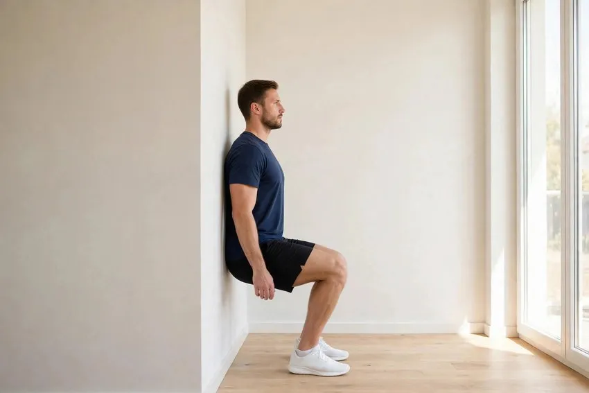 Wall sit: start and finish positions