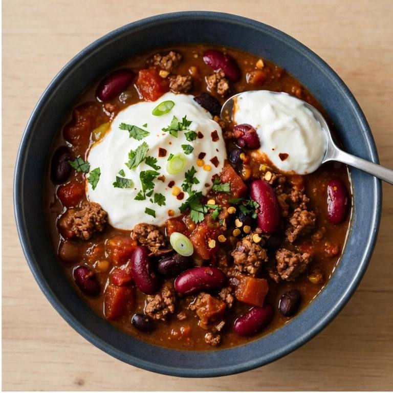 Lean beef chili bowl