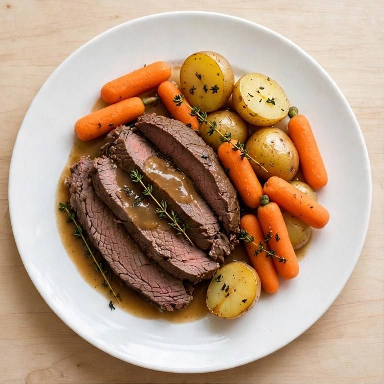 Light beef pot roast plate