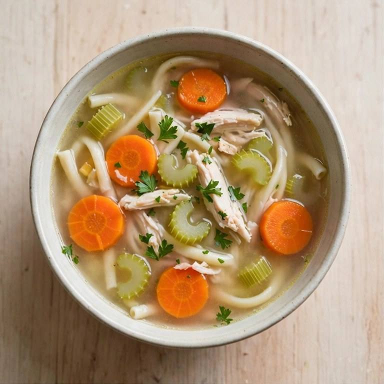 Light chicken noodle soup