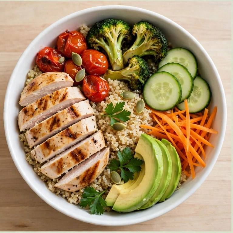 Grilled chicken quinoa bowl