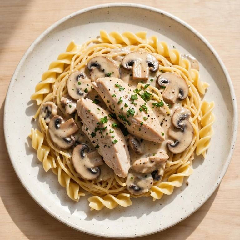Chicken stroganoff plate
