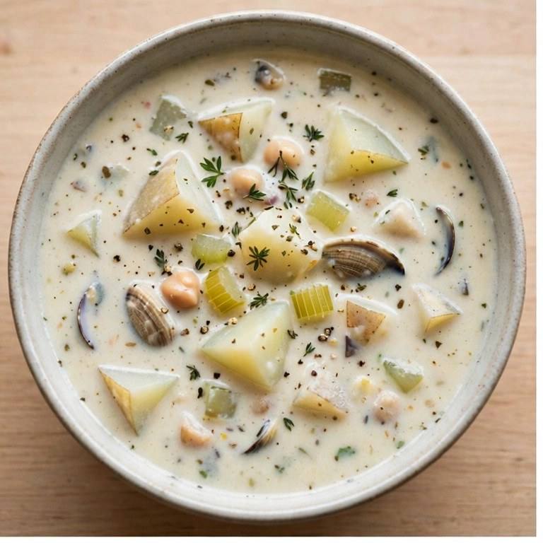 Light New England clam chowder