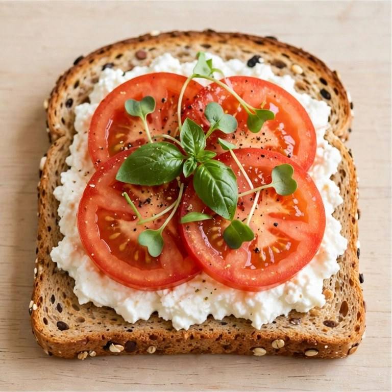 Cottage cheese tomato toast