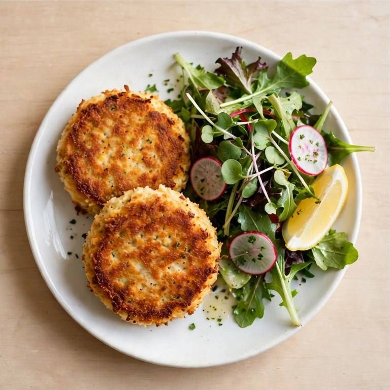 Light crab cakes plate