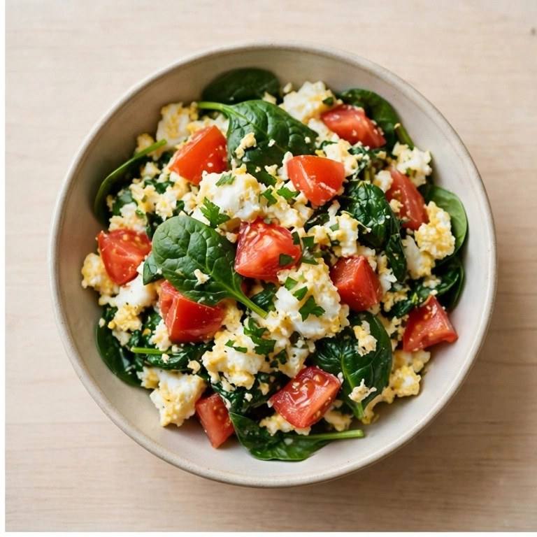 Egg white veggie scramble bowl