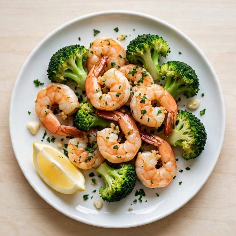 Garlic shrimp broccoli plate