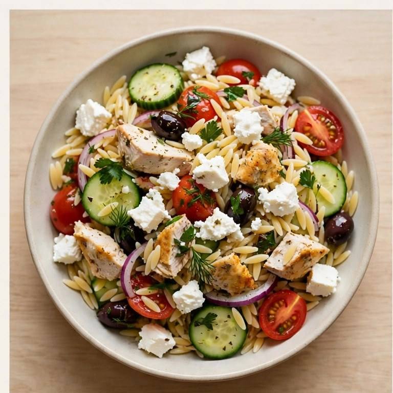 Greek orzo chicken salad