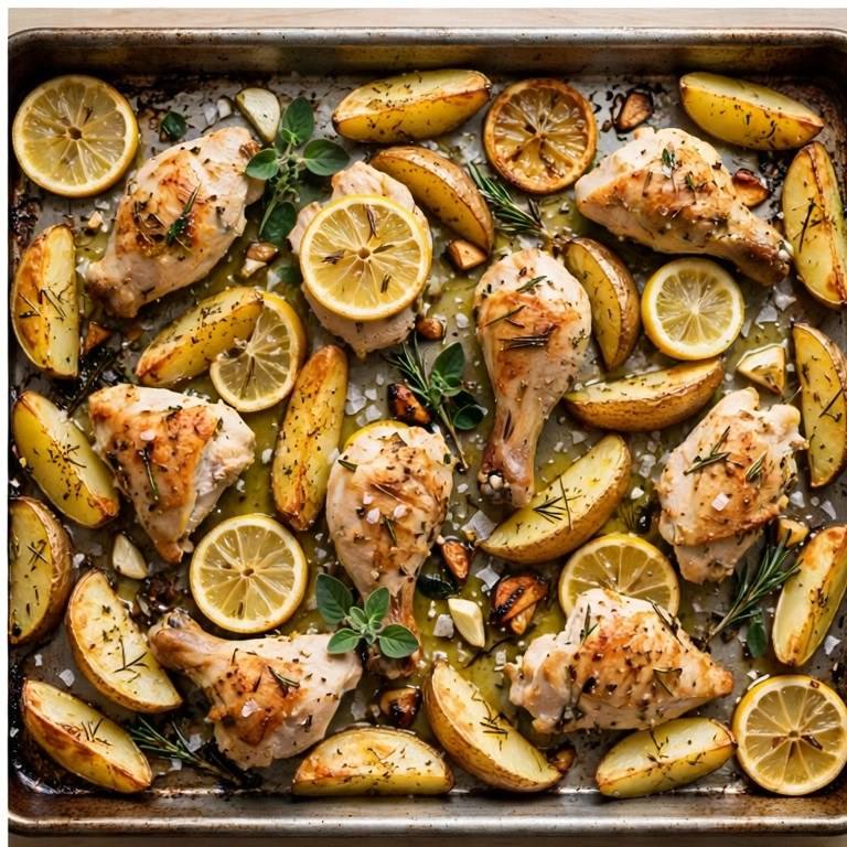 Greek lemon chicken tray bake