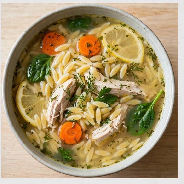 Lemon chicken orzo soup