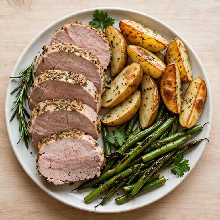 Herb pork loin roast plate