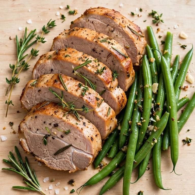 Herb pork roast plate