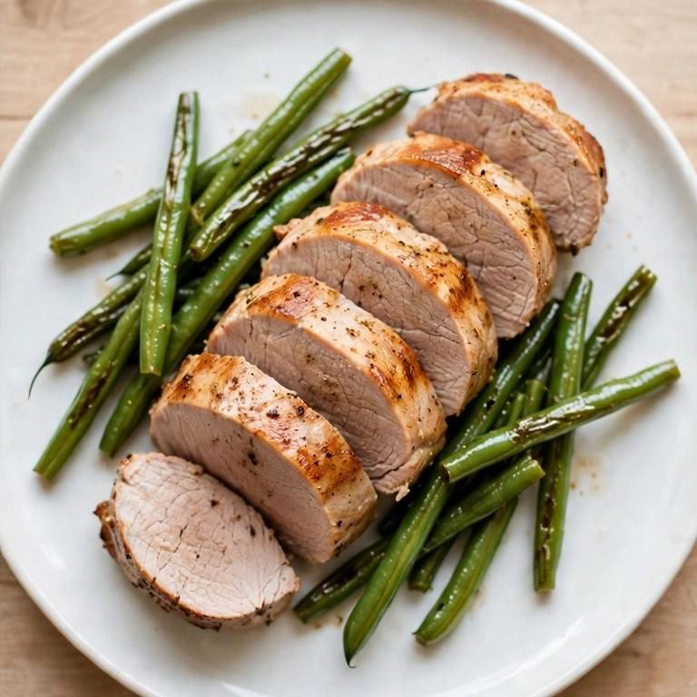 Pork tenderloin green bean plate