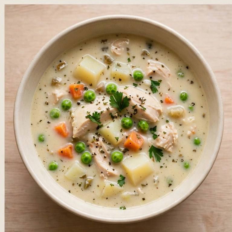 Light chicken pot pie soup